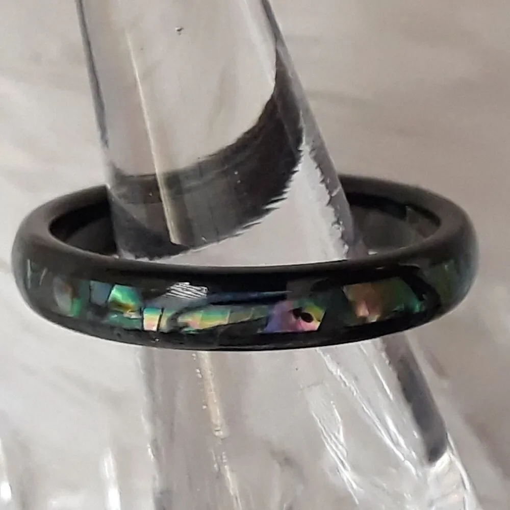 Tungsten Abalone Inlay Polished Comfort Fit Ring 4mm 